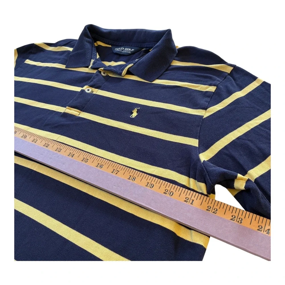Polo Golf‎ Ralph Lauren Striped Polo Shirt Mens L Yellow Blue Golfing